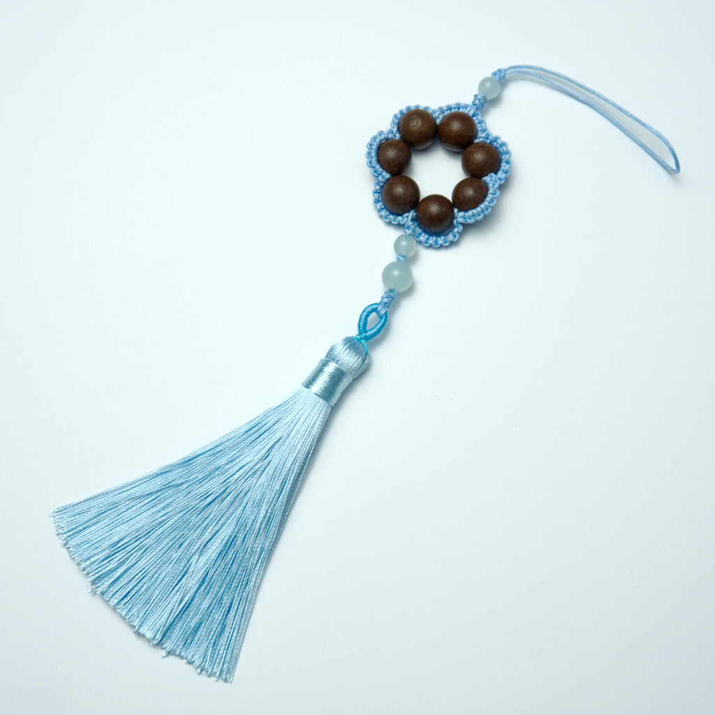 Chinese Handcrafted Hexiang Incense Bead Tassel Pendant | 7 Incense Beads × Multi-Color Tassel Accent