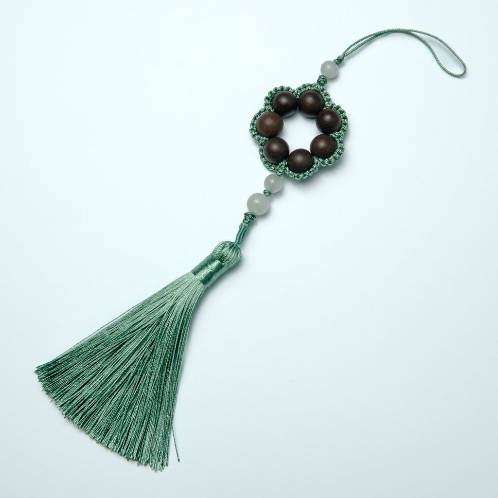 Chinese Handcrafted Hexiang Incense Bead Tassel Pendant | 7 Incense Beads × Multi-Color Tassel Accent