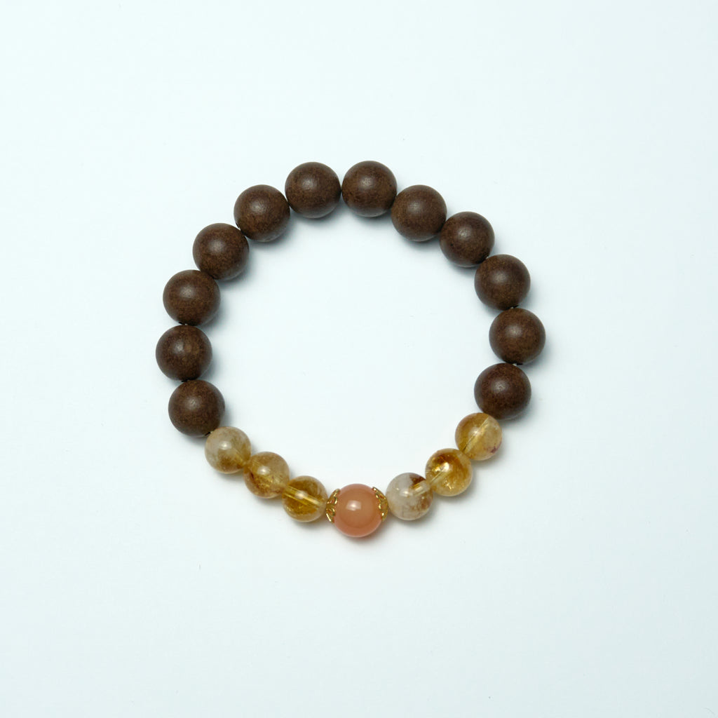 Chinese Handcrafted Hexiang Incense Bead Bracelet · "Snowy Spring Message (Yellow)" | 12 Incense Beads + 7 Jade Pieces | Herbal Healing Bracelet