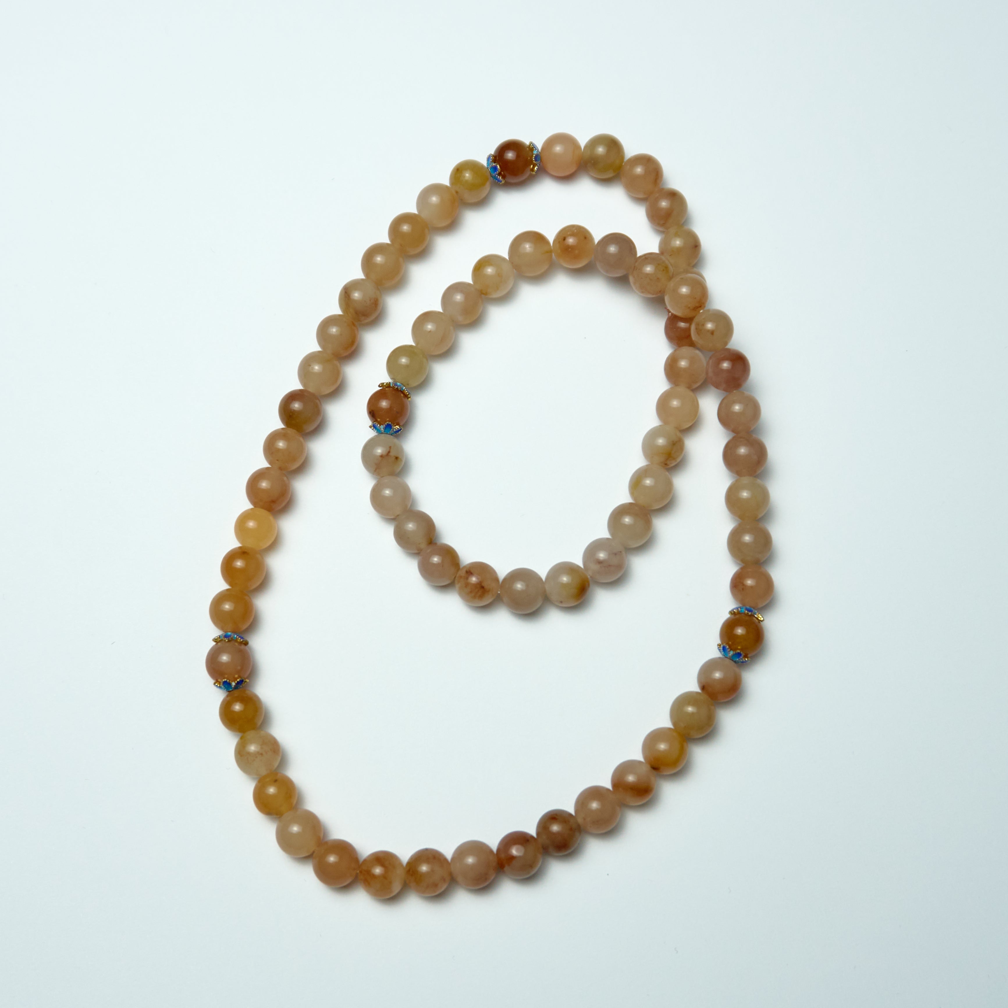 Jiangjin Jade Necklace (Thick) | 8mm Natural Warm Brown Gradient Beaded Necklace