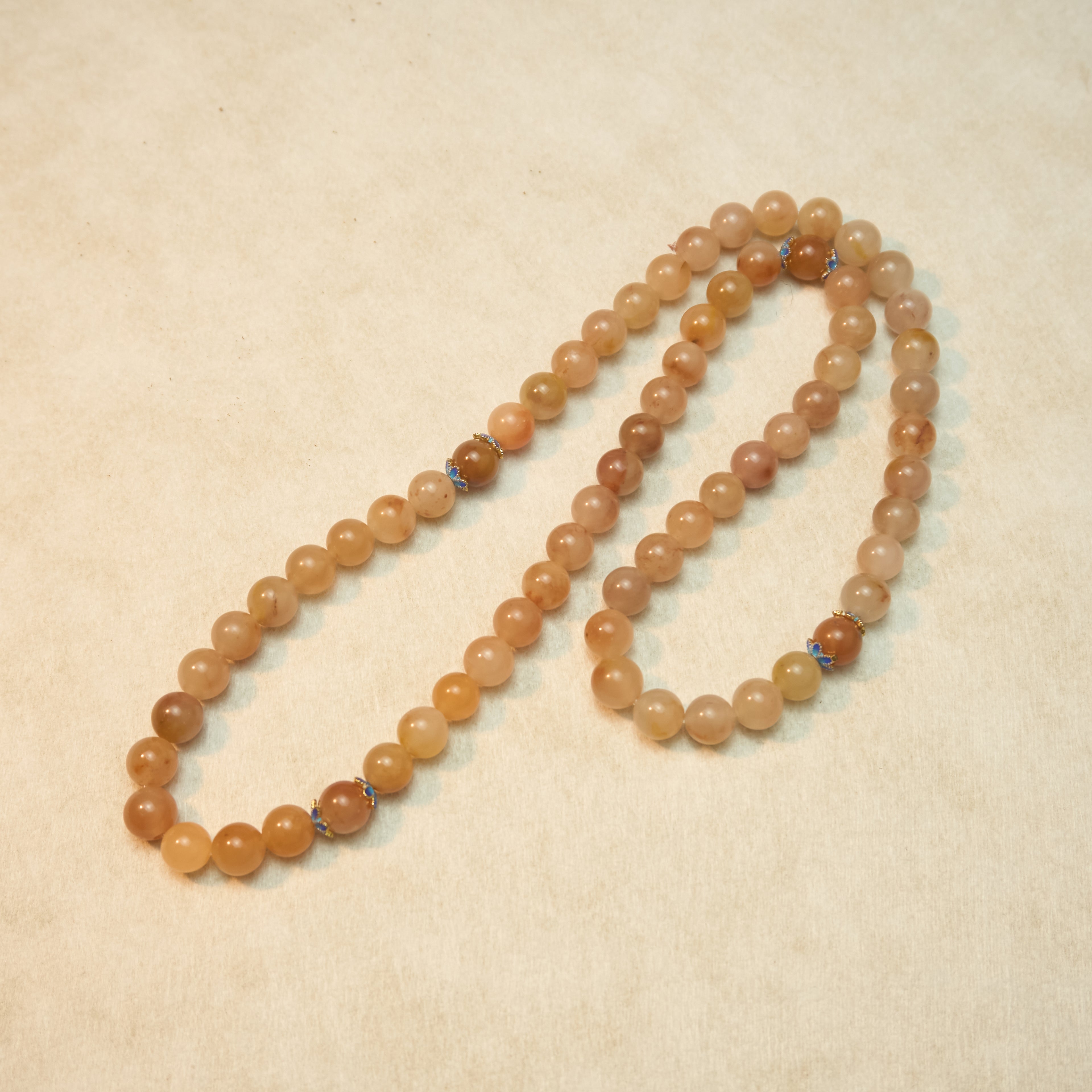 Jiangjin Jade Necklace (Thick) | 8mm Natural Warm Brown Gradient Beaded Necklace