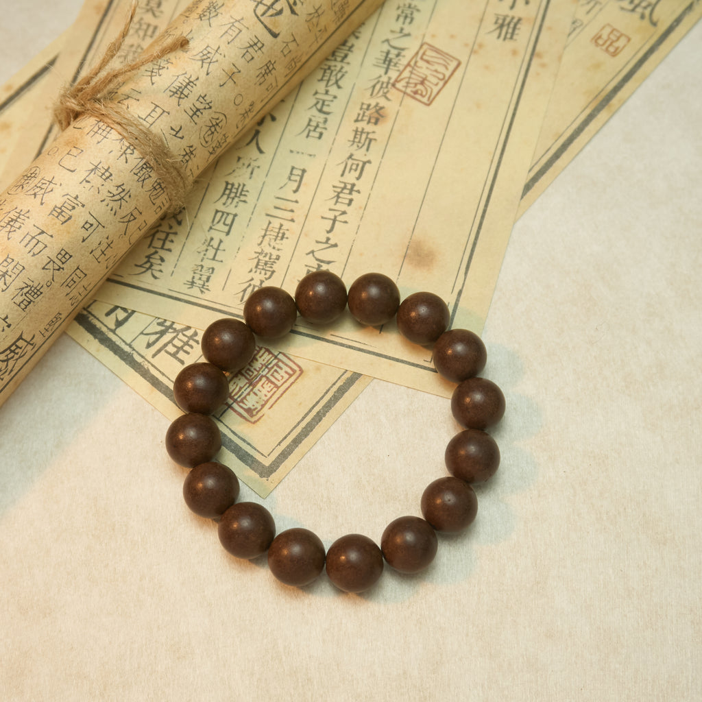 Chinese Handcrafted Hexiang Incense Bead Bracelet | 16 Beads (12mm) | Herbal Healing Bracelet