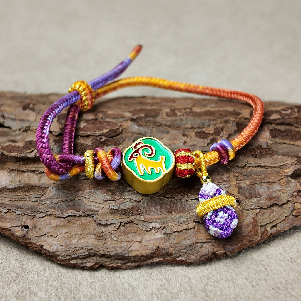 Chinese Handcrafted Bracelet · Chinese Zodiac · Goat (Wei) | Seal Script Zodiac Goat Bracelet