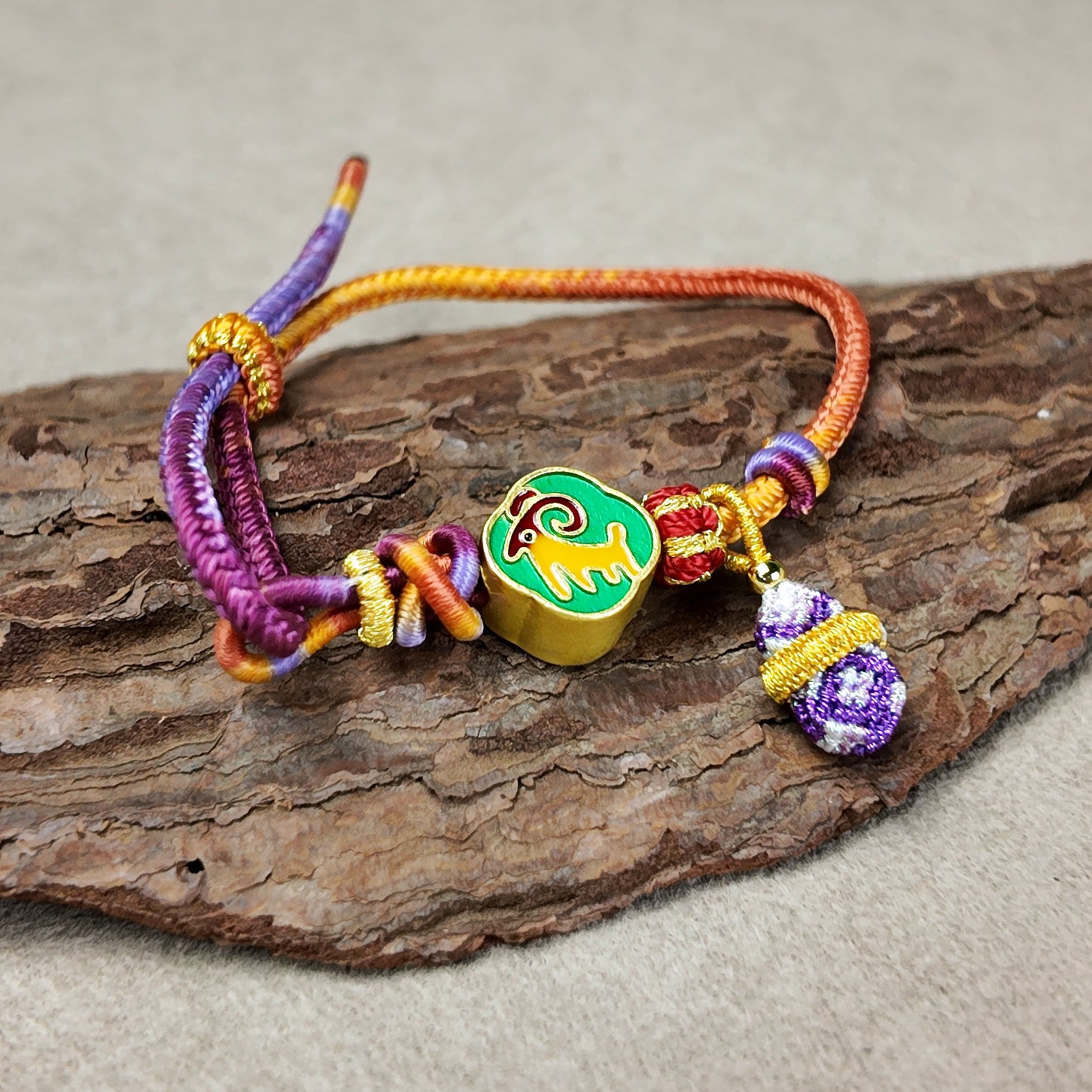 Chinese Handcrafted Bracelet · Chinese Zodiac · Goat (Wei) | Seal Script Zodiac Goat Bracelet
